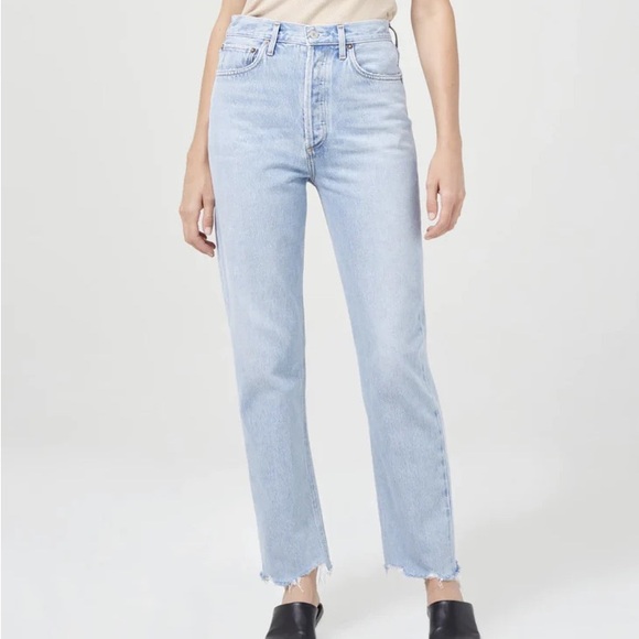 Agolde Denim - Agolde Premium 90's Pinch‎ Waist High Rise Straight Leg Jeans Light Wash Size 33